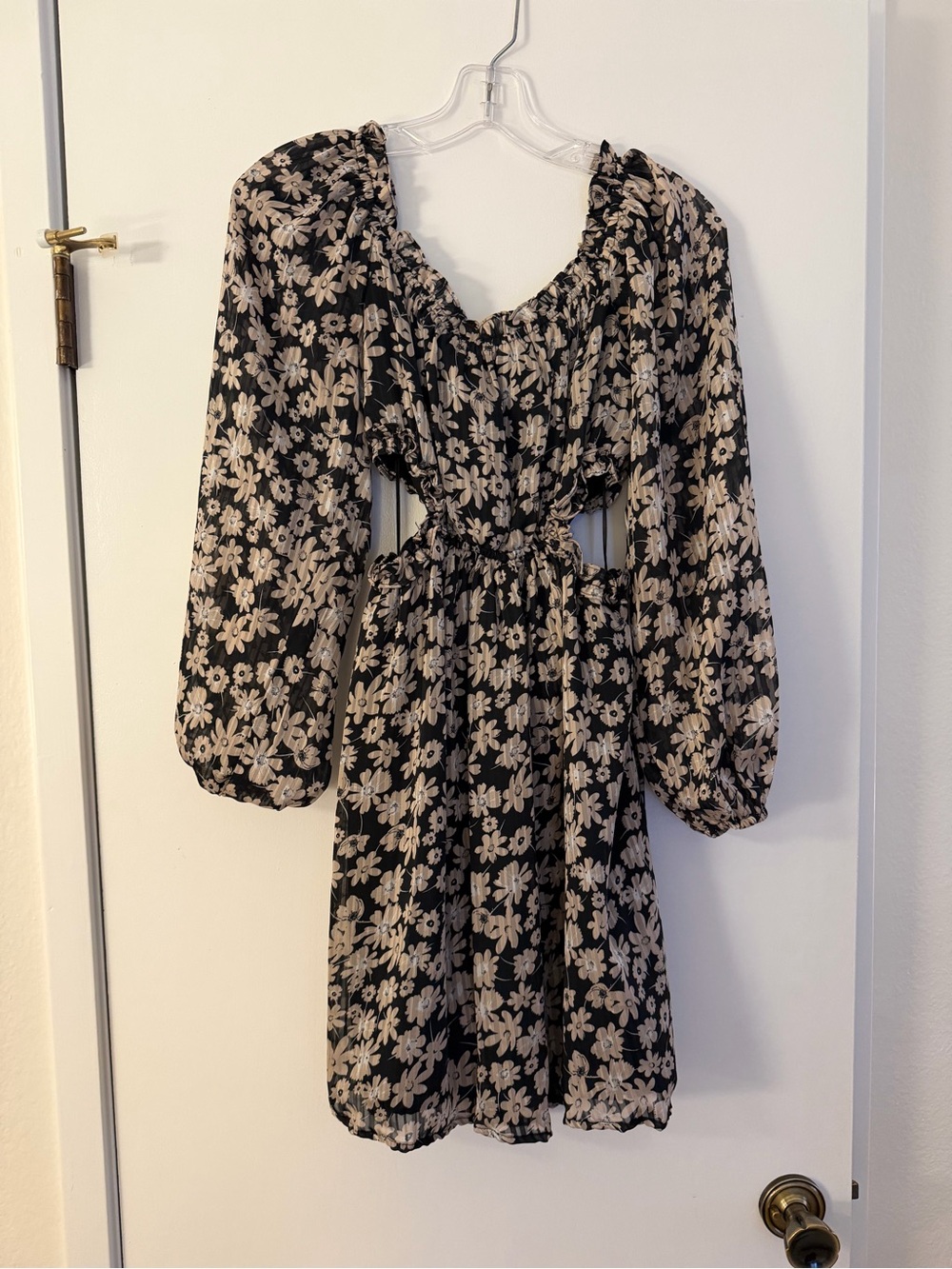 ASTR the Label Black Floral Dress with Cut Outs